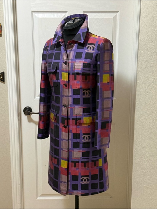 CHANEL Jackets & Blazers - Chic CHANEL Silk Geometric Trench Coat